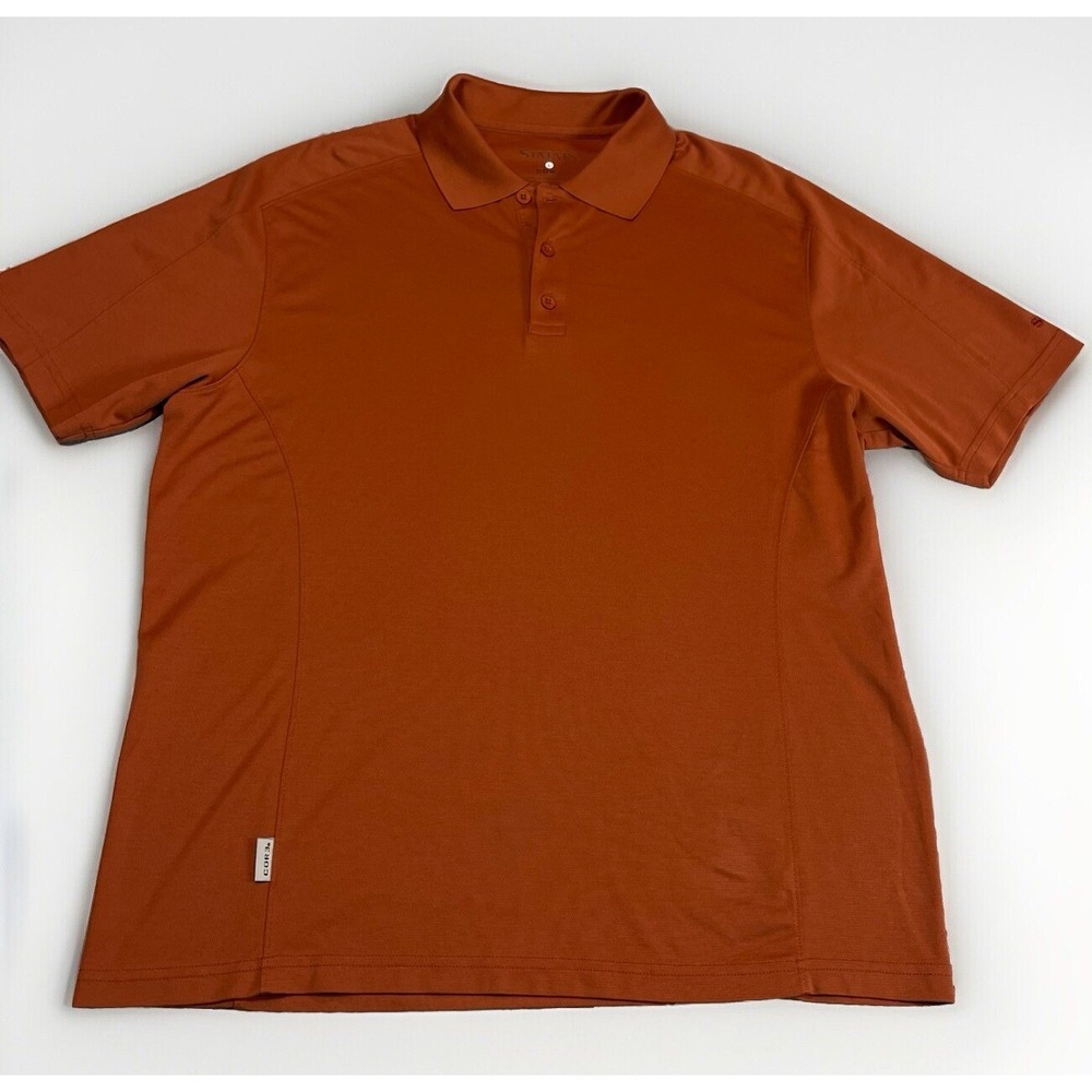 Simms Polo Shirt Mens Large Burnt Orange Solid‎ Cor3 Short Sleeve Fishing